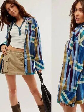 NWOT Free People We The Free So Long Summer Plaid Top size- MEDIUM